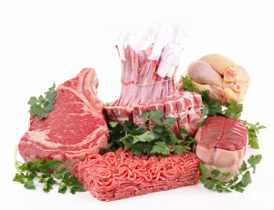 isolated assortment of raw meat