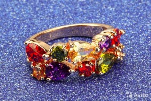 Кольцо и серьги с цветными камнями - 1